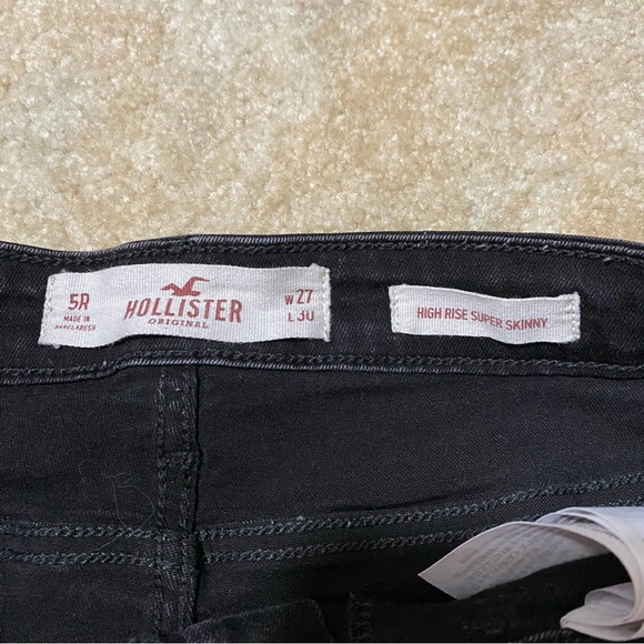 Hollister Distressed High Rise Super Skinny Black Jeans 5R - Picture 7 of 13